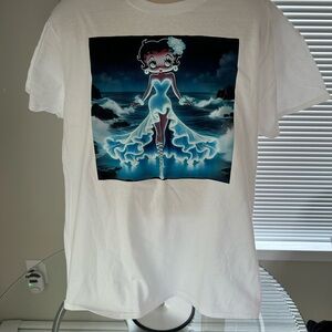 Gildan White Tee with Blue Graphic